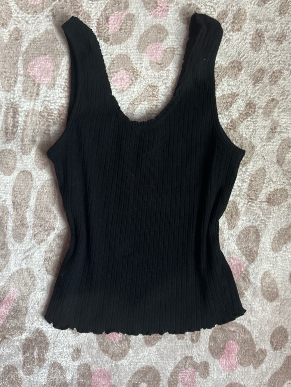 Ambiance Black Ribbed Scoop Tank Top